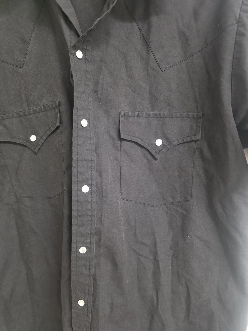 Plains Western Wear Men's Black Short-Sleeve Button-Down Shirt (0528)